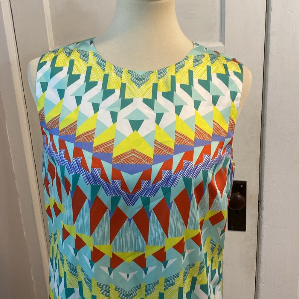 M by Missoni Geometric Print Abstract Sleeveless Shift Dress, Size 8 - Picture 5 of 14